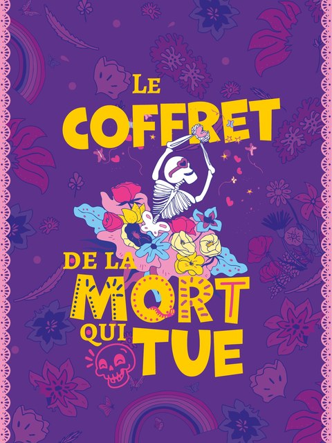 Visuel du Coffret De la mort qui tue, illustration d'un squelette dansant entouré de fleurs